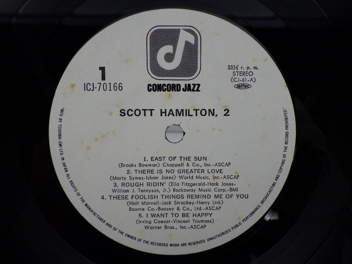 Scott Hamilton「Scott Hamilton 2」LP（12インチ）/Concord Jazz(ICJ-70166)/Jazzの画像2