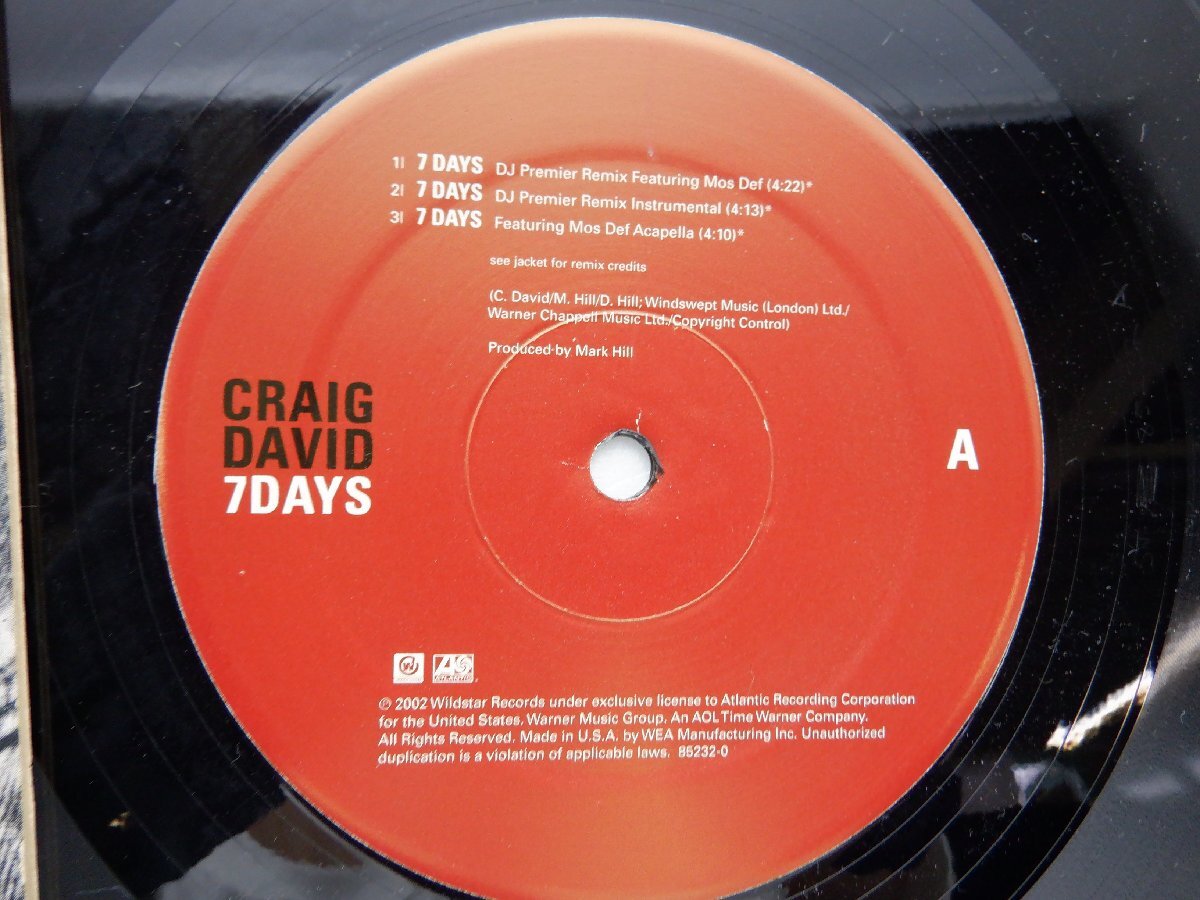 Craig David「7 Days」LP（12インチ）/Atlantic(85232-0)/ヒップホップの画像2