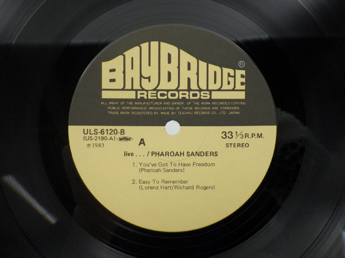 Pharoah Sanders「Live...」LP（12インチ）/Baybridge Records(ULS-6120-B)/ジャズの画像2