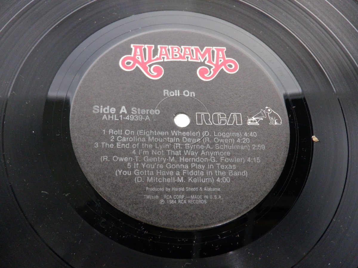 Alabama「Roll On」LP（12インチ）/RCA(AHLI-4939)/洋楽ポップスの画像2