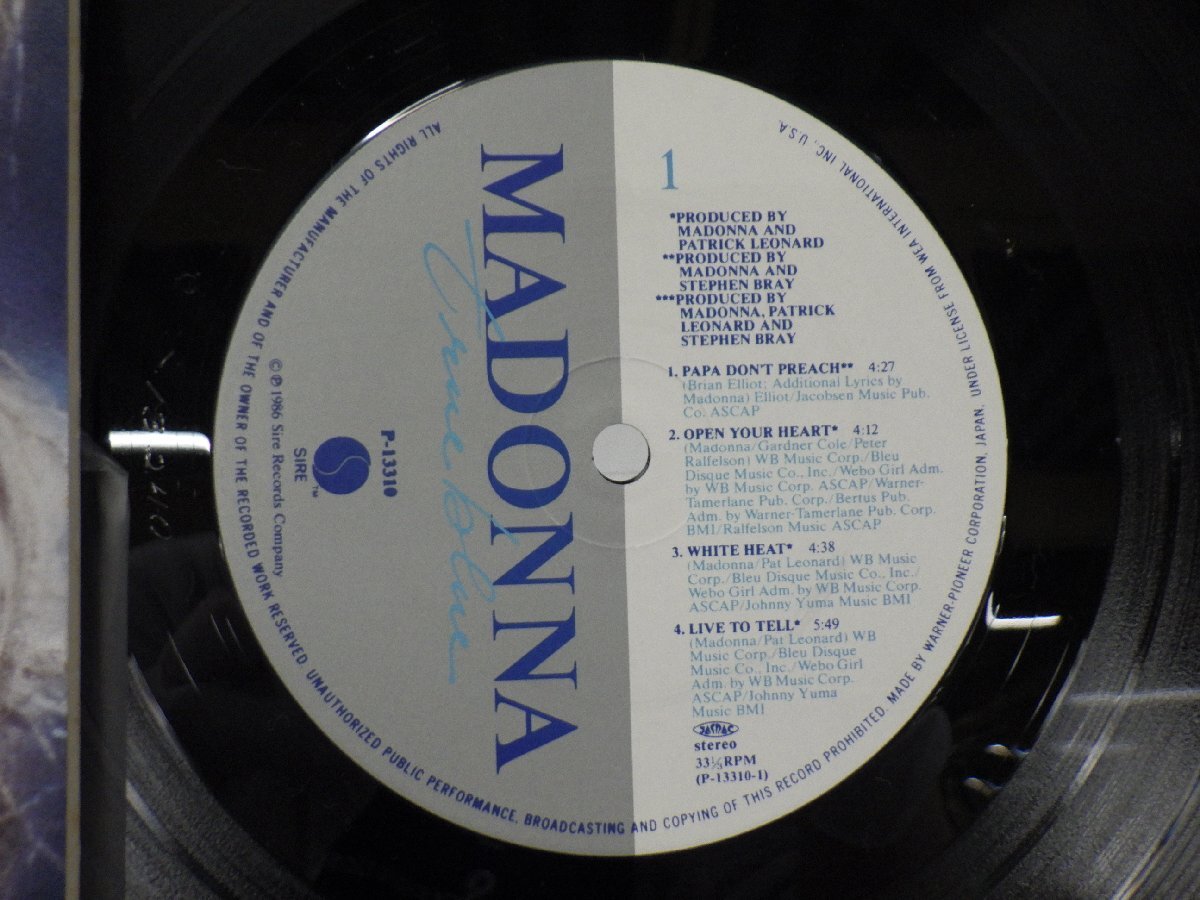 Madonna(マドンナ)「True Blue(トゥルー・ブルー)」LP（12インチ）/Sire(P-13310)/洋楽ポップスの画像2