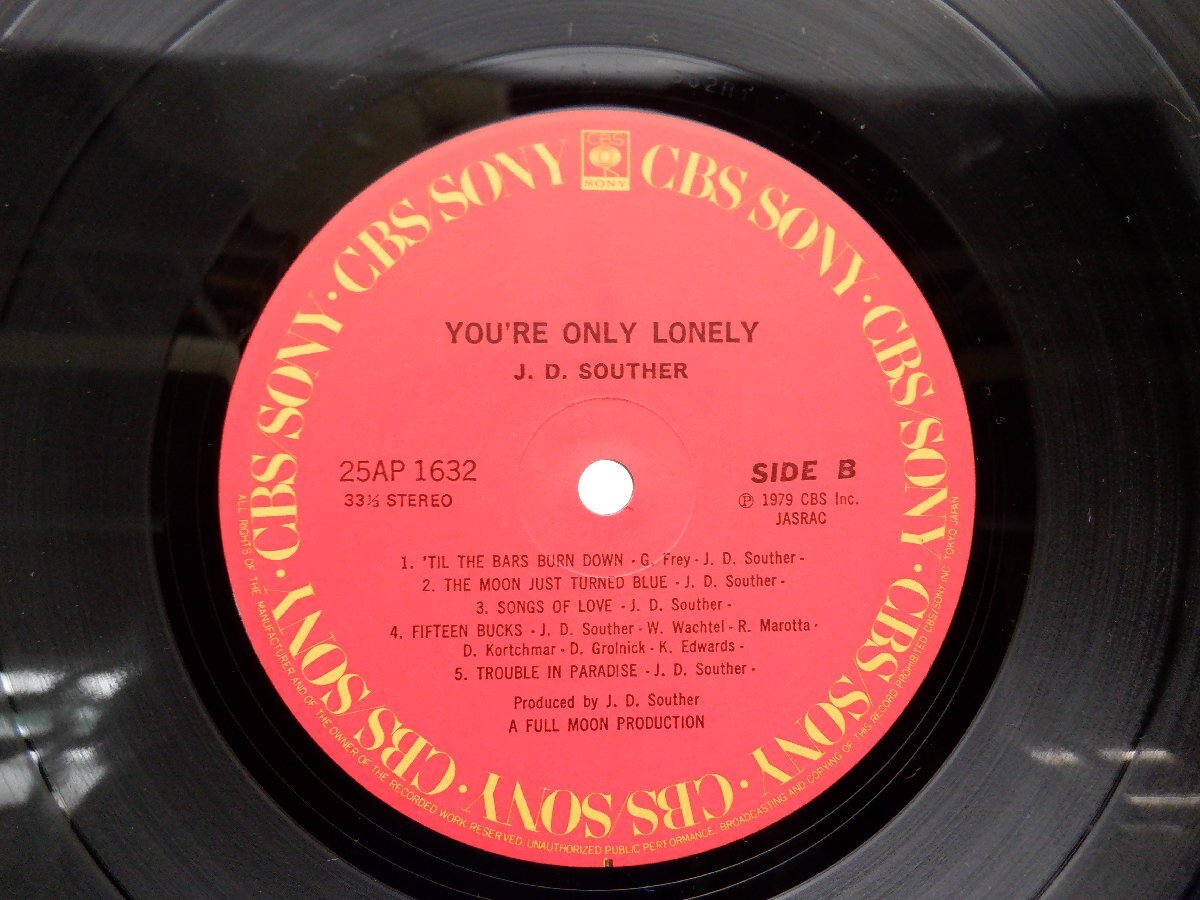 J.D. Souther「You're Only Lonely」LP（12インチ）/CBS/Sony(25AP 1632)/洋楽ロックの画像2