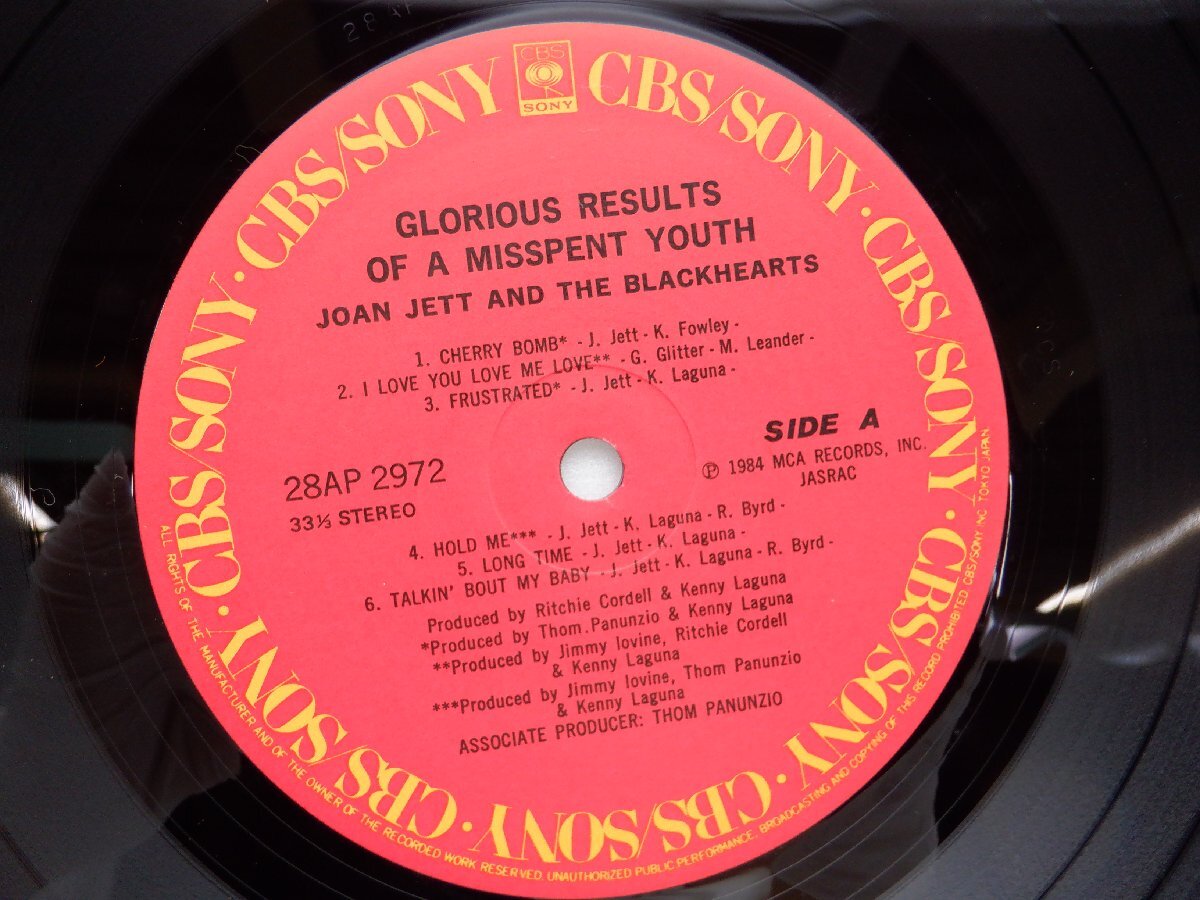 Joan Jett & The Blackhearts「Glorious Results Of A Misspent Youth」LP/CBS/Sony(28AP 2972)/洋楽ロックの画像2