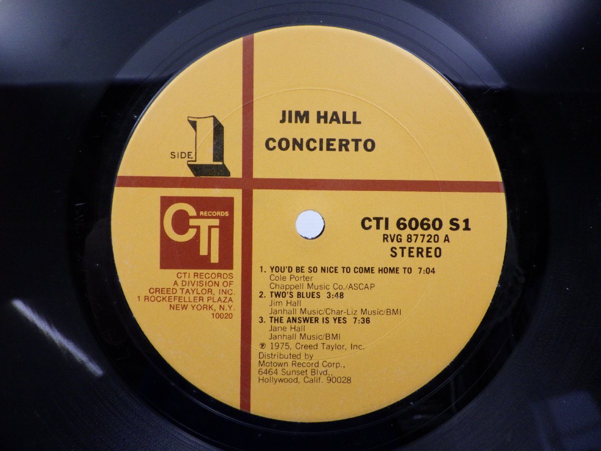 Jim Hall(ジム・ホール)「Concierto」LP（12インチ）/CTI Records(CTI 6060 S1)/ジャズの画像2