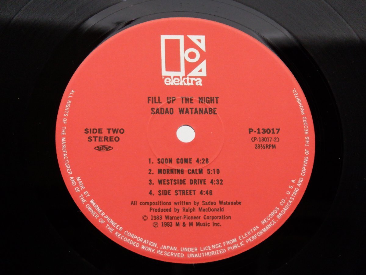 渡辺貞夫「Fill Up The Night」LP（12インチ）/Elektra(P-13017)/Jazzの画像2