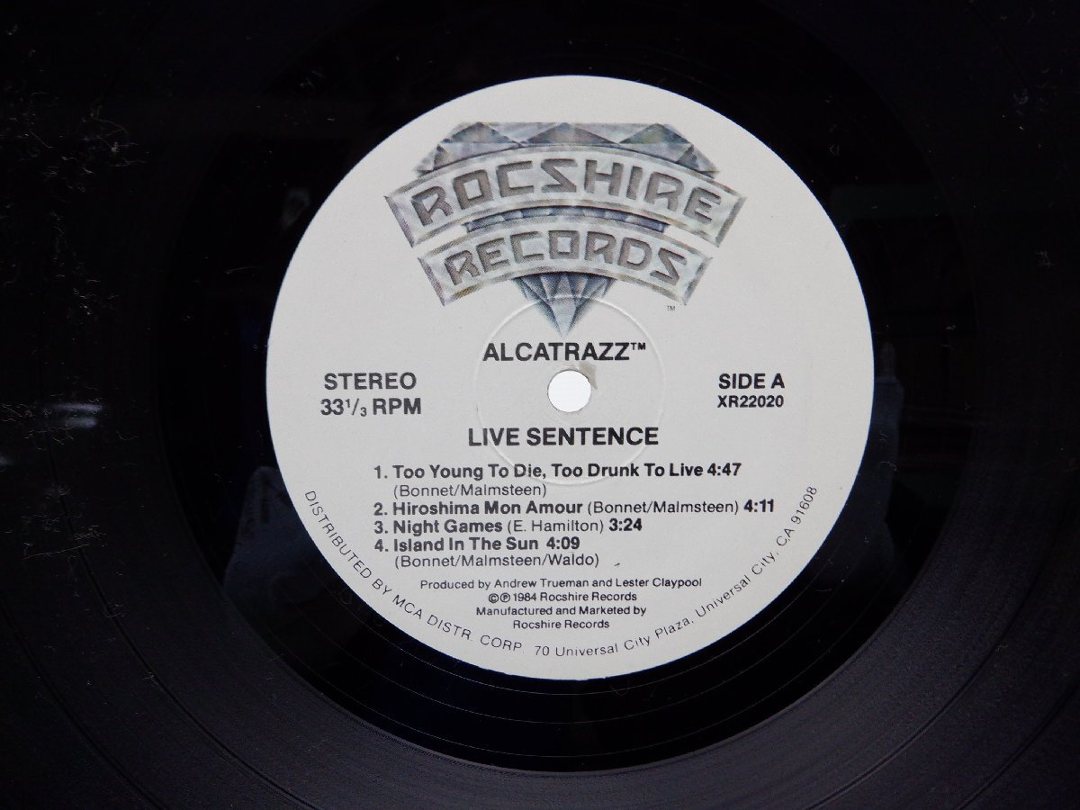 Alcatrazz「Live Sentence (No Parole From Rock 'n' Roll)」LP（12インチ）/Rocshire Records(XR22020)/洋楽ロック_画像2