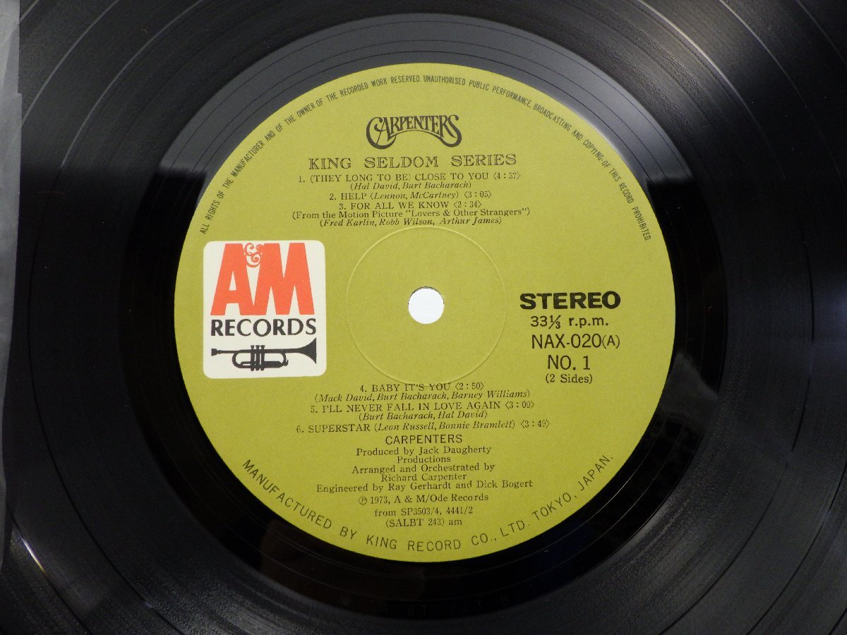 Carpenters「Great Hits Of The Carpenters」LP（12インチ）/A&M Records(NAX-020)/洋楽ロックの画像2