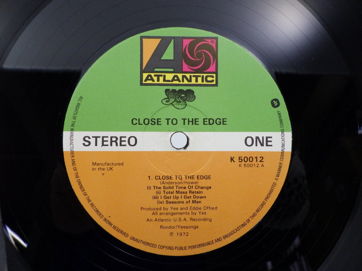 Yes「Close To The Edge」LP（12インチ）/Atlantic(K 50012)/洋楽ロック_画像2