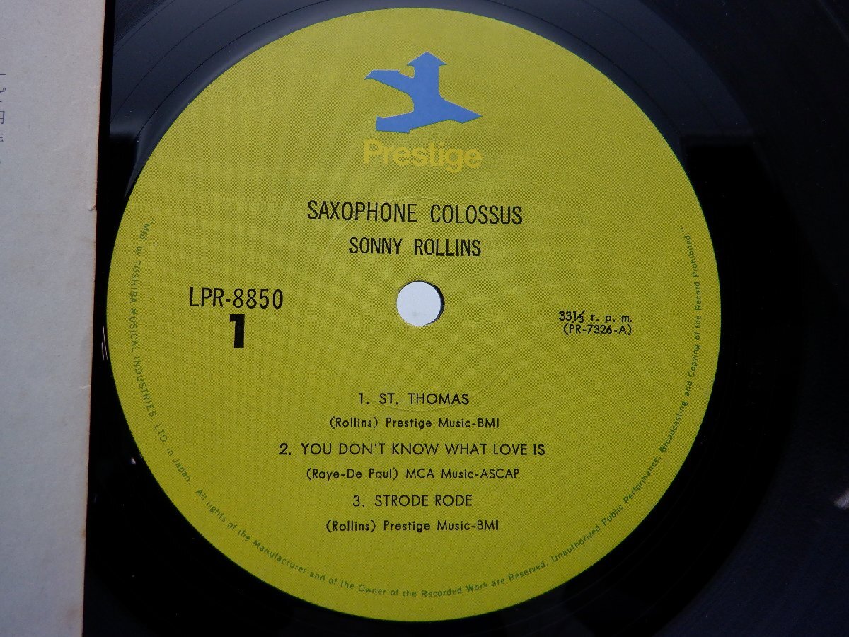 Sonny Rollins(ソニー・ロリンズ)「Saxophone Colossus」LP（12インチ）/Prestige(LPR-8850)/Jazz_画像2