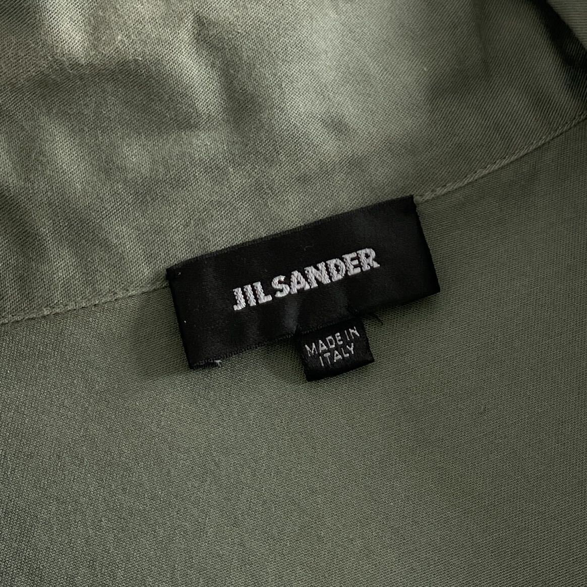 Gd15 イタリア製 JIL SANDER ジルサンダー ハイネックシャツ コットンジャケット ブルゾン 綿100 カーキ 40 L相当 メンズ 紳士服_画像6