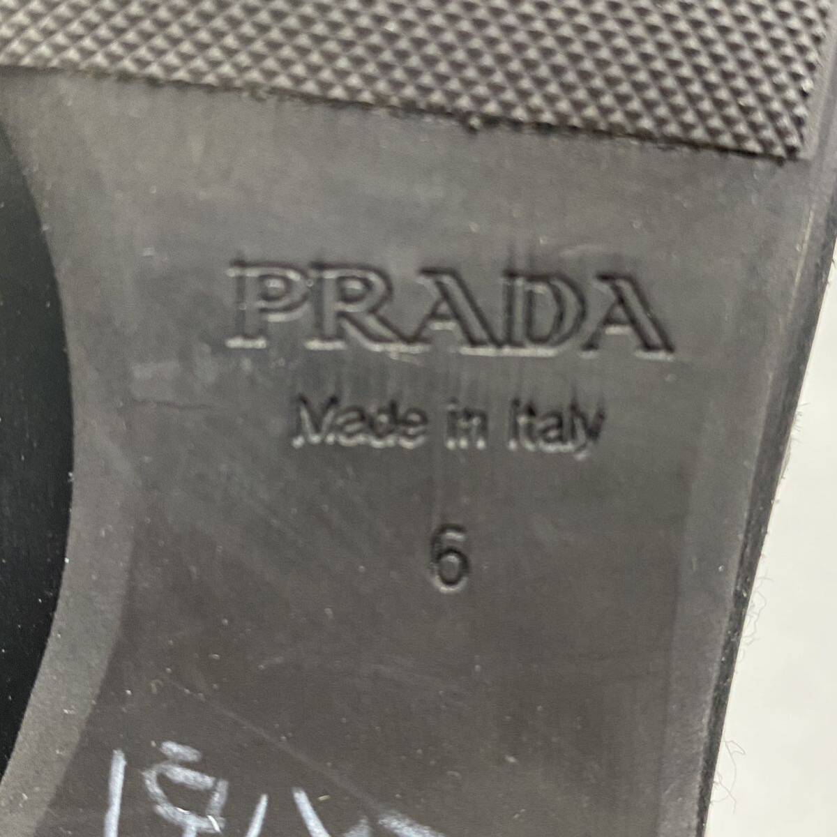 cd13《美品》イタリア製 PRADA プラダ パンチングレザー レザースニーカー レザーシューズ 6（25cm相当）メンズ ブラック ボルドー_画像7
