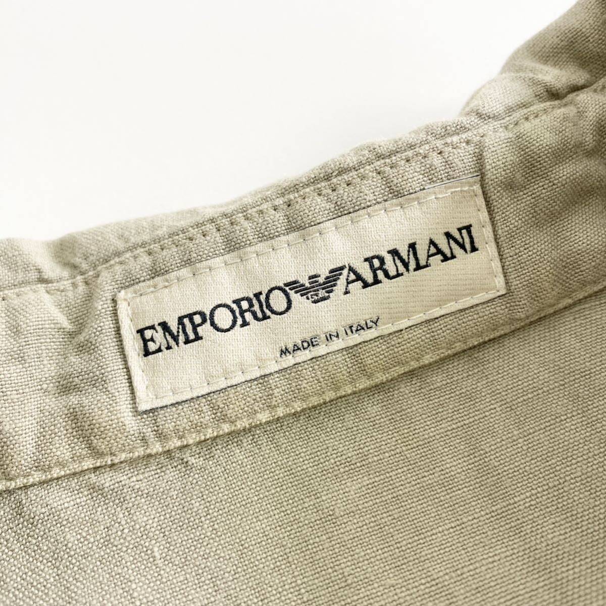 Dd19 《大きいサイズ》EMPORIO ARMANI エンポリオアルマーニ 長袖シャツ トップス カジュアル カーキ 50 XLサイズ相当 メンズ 紳士服_画像5