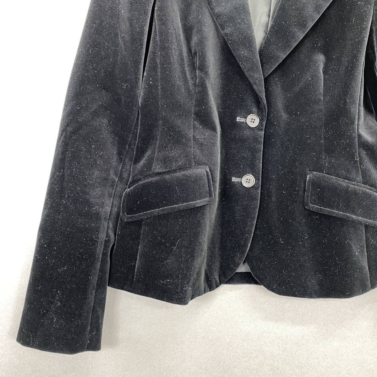 Gd24 《美品》 theory セオリー テーラードジャケット ベロア ジャケット ブラック 2 Mサイズ相当 シングル レディース 女性服