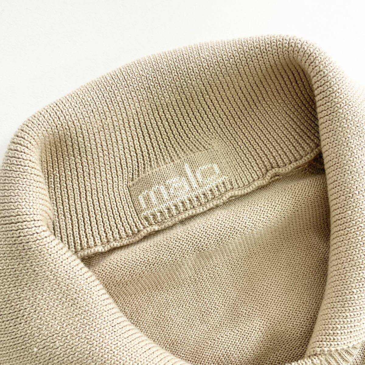 Xd25{ прекрасный товар } Италия производства maloma-ro вязаный свитер вязаный рубашка накладывающийся надеты способ бежевый хлопок вязаный 48 M размер соответствует мужской джентльмен одежда 