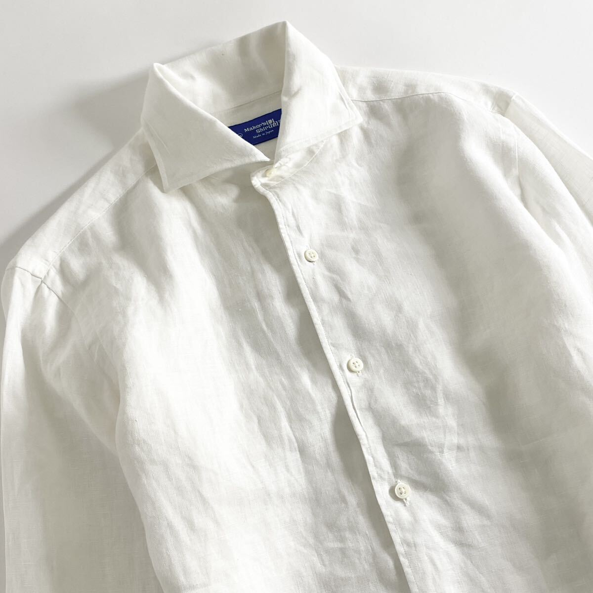 Dd30 Maker's Shirt メーガーズシャツ 鎌倉シャツ 長袖 シャツ リネン前開き 14 1/2（XL相当）麻100% ホワイトメンズ 紳士服_画像3