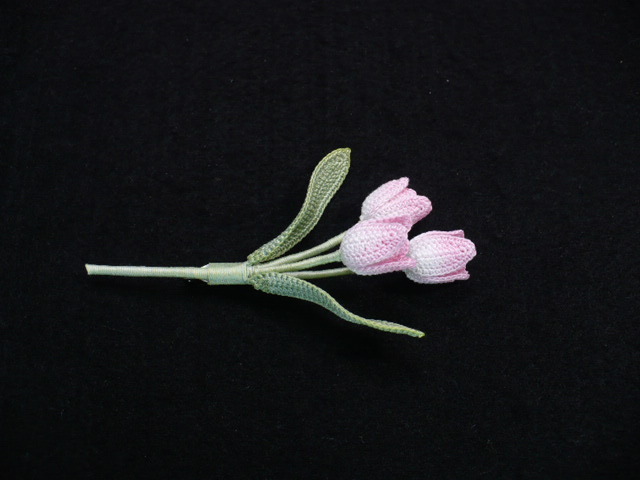 Handmade ◆ お花のコサージュ ◆ チューリップ ◆ 薄ピンク ◆ レース編みの画像5