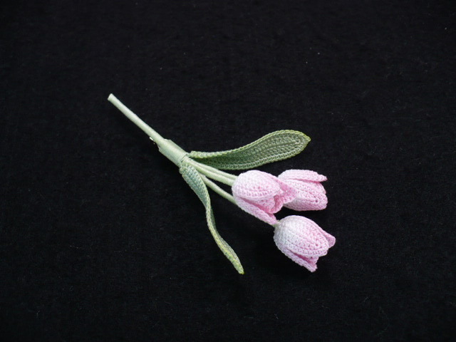 Handmade ◆ お花のコサージュ ◆ チューリップ ◆ 薄ピンク ◆ レース編みの画像6