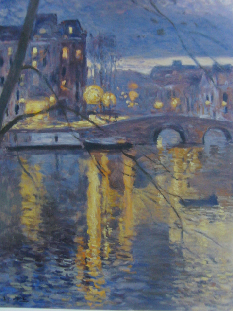 岡 義実【アムステルダムの運河】、希少画集画、状態良好、新品高級