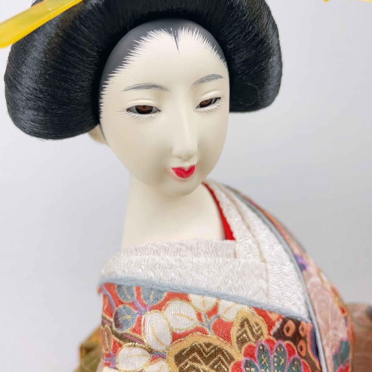 久月 日本人形 舞扇 ガラスケース入り 正絹 高級品 Japanese Doll 昭和レトロ 着物 伝統工芸 アンティーク