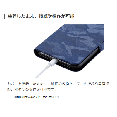 【送料無料】 iPhoneX /XS 用 手帳型ケース / ファブリックカバー / 迷彩 ブラック / iPhoneXS / PM-A17XPLFCFBKの画像6