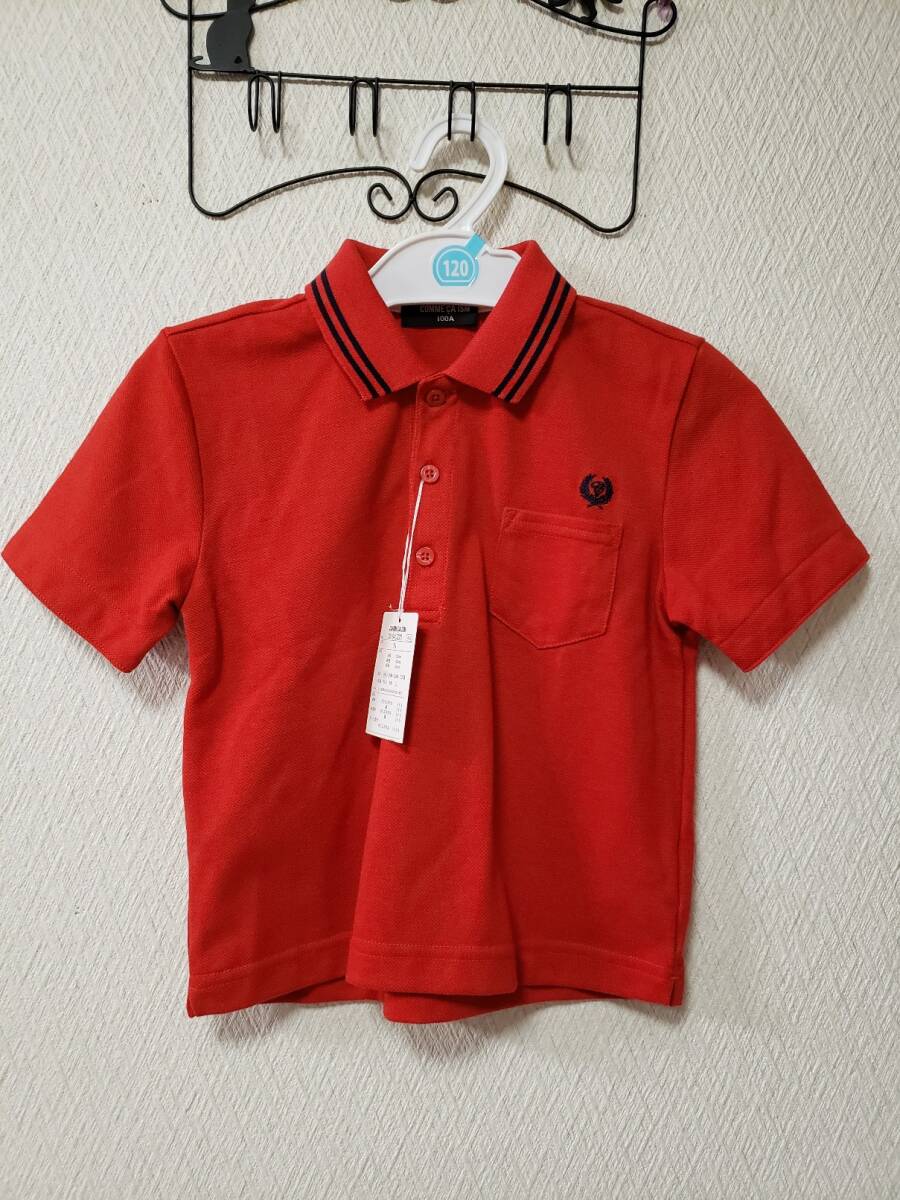 子供服　コムサイズム　COMME CA ISM　ライン入りポロシャツ　赤　100サイズ_画像1