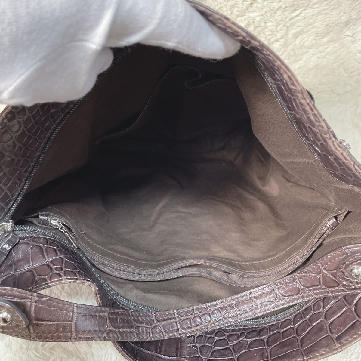 Palio パリオ　本革　レザー　ショルダーバッグ　保存袋付き　型押し　ブラウン　ビジネスバッグ