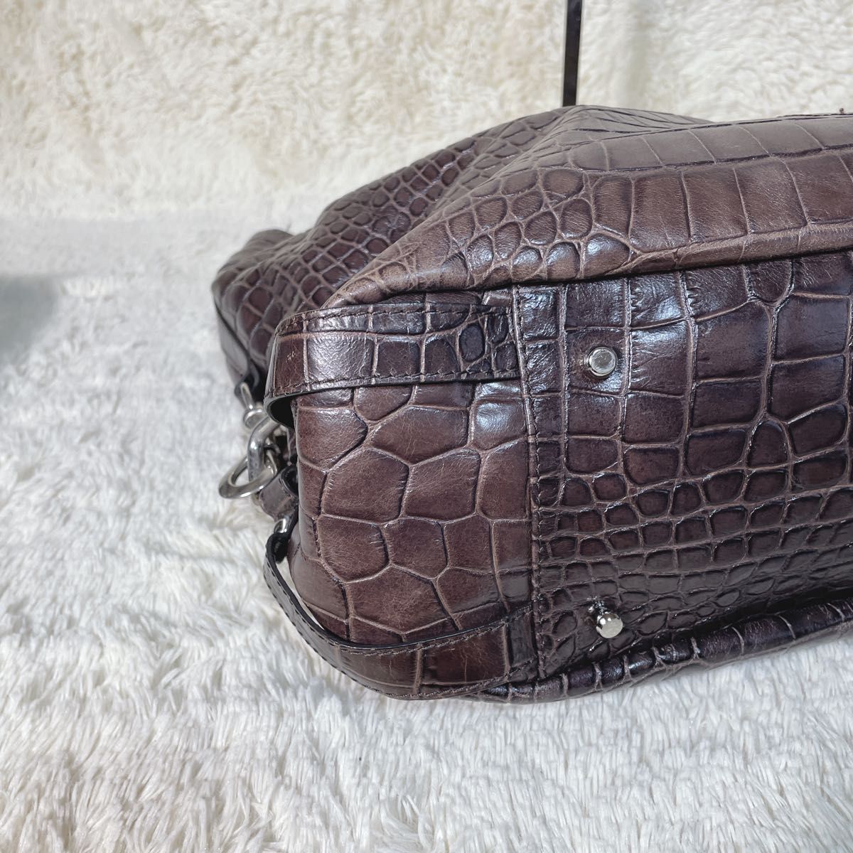Palio パリオ　本革　レザー　ショルダーバッグ　保存袋付き　型押し　ブラウン　ビジネスバッグ