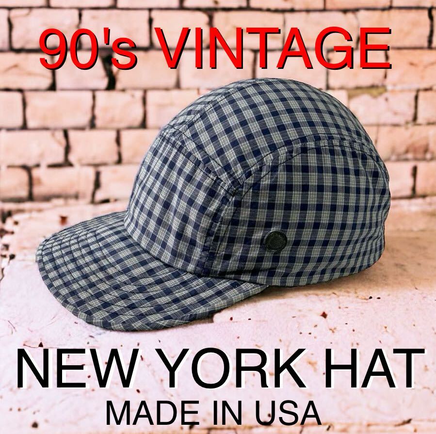 90's 旧タグ VINTAGE NEWYORK HAT USA製 コットン ジェットキャップ 5パネル 帽子 CAP ニューヨークハット アメリカ購入 輸入 古着 春夏_画像1