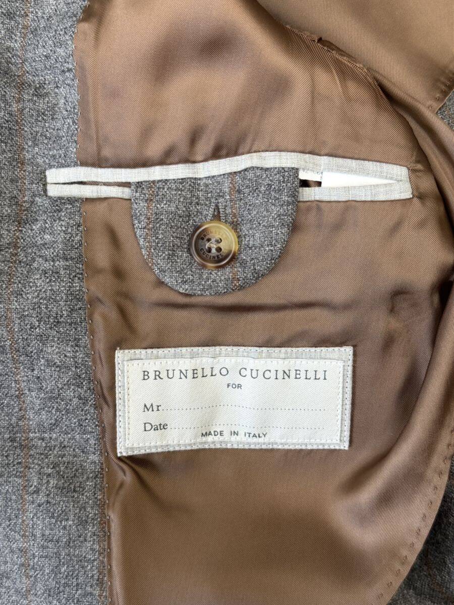 ブルネロクチネリ ダブル スーツ グレー ストライプ 46 Brunello Cucinelli セットアップ ダブルスーツ ジャケット テーラードジャケットの画像6