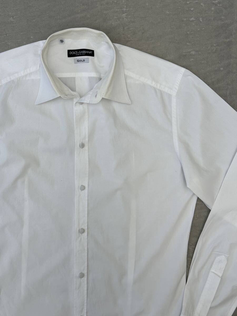 ドルチェ&ガッバーナ コットン シャツ ホワイト 40 Dolce&Gabbana 長袖 白 ワイシャツ ドレスシャツ フォーマルの画像2