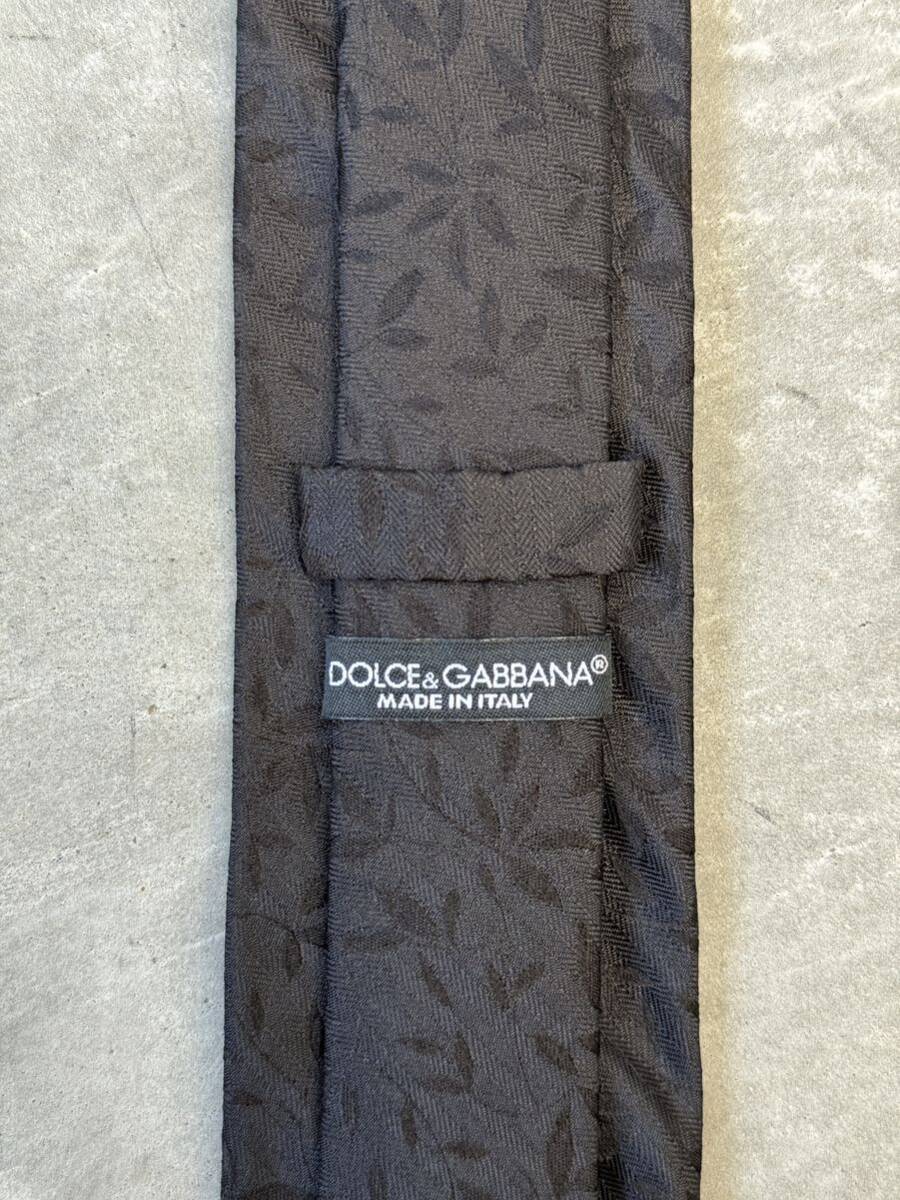 ドルチェ&ガッバーナ リーフ ネクタイ ブラック Dolce&Gabbana シルク 葉っぱ柄 タイの画像4