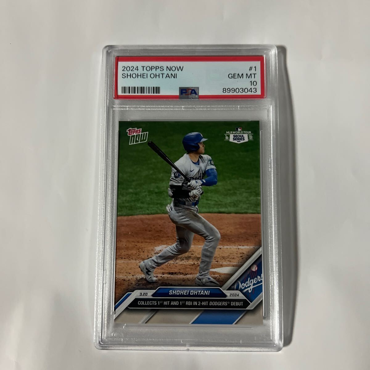 【PSA10】GEM MINT 大谷翔平 2024 MLB Topps now ドジャースデビュー ソウルシリーズ 開幕戦 Shohei OHTANI card #1 韓国 43の画像1