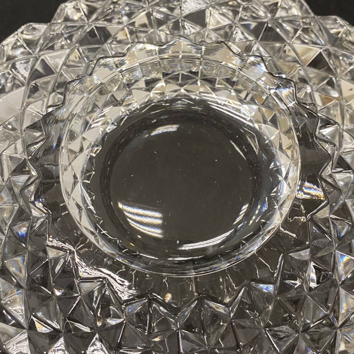 ★☆KAGAMI CRYSTAL GLASS カガミ クリスタル ガラス皿 ガラスプレート 大皿 直径約27cm #4070☆★の画像8