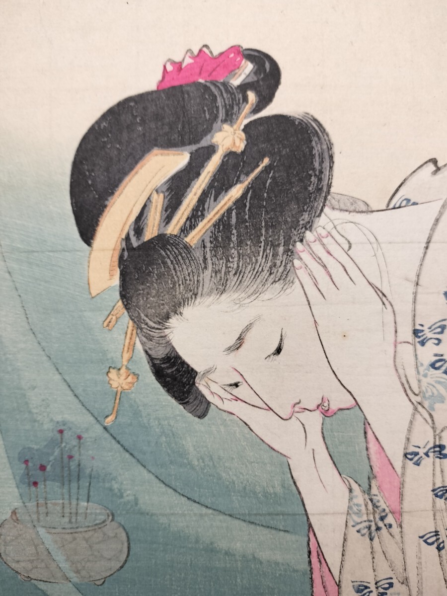 [ genuine work ].. genuine article ukiyoe woodblock print tail shape month .[ the first .] beautiful person map Meiji period large size .. preservation is good Kiyoshi person year person sphere . katsura tree boat half old wide industry month ..... britain .