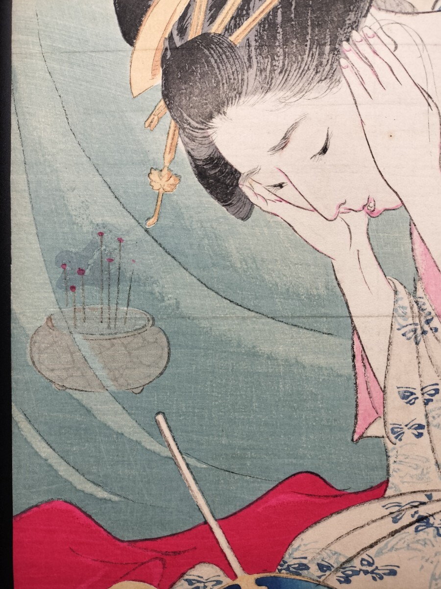 [ genuine work ].. genuine article ukiyoe woodblock print tail shape month .[ the first .] beautiful person map Meiji period large size .. preservation is good Kiyoshi person year person sphere . katsura tree boat half old wide industry month ..... britain .