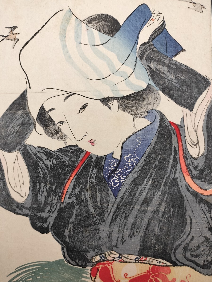 [ genuine work ].. genuine article ukiyoe woodblock print close wistaria shiun [ beautiful person ] beautiful person map Meiji period large size .. preservation is good Kiyoshi person year person sphere . katsura tree boat half old wide industry month ..... britain .