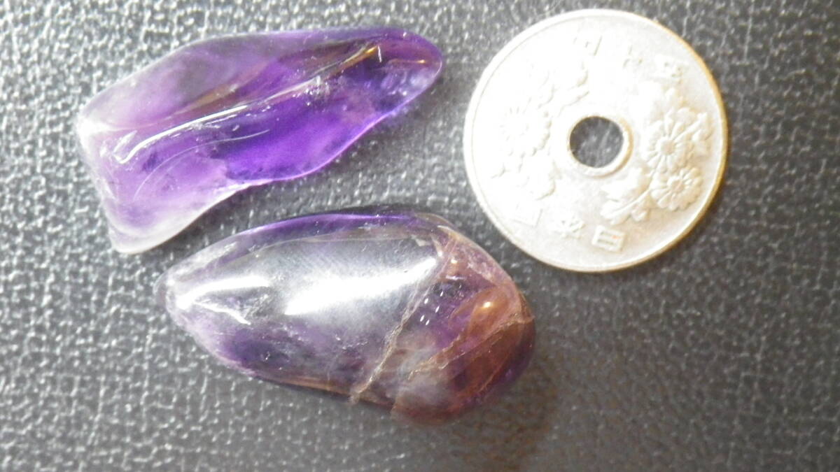 ナミビア産のアメシスト磨き石です。 残５セット ２個セット 深い紫色の画像4