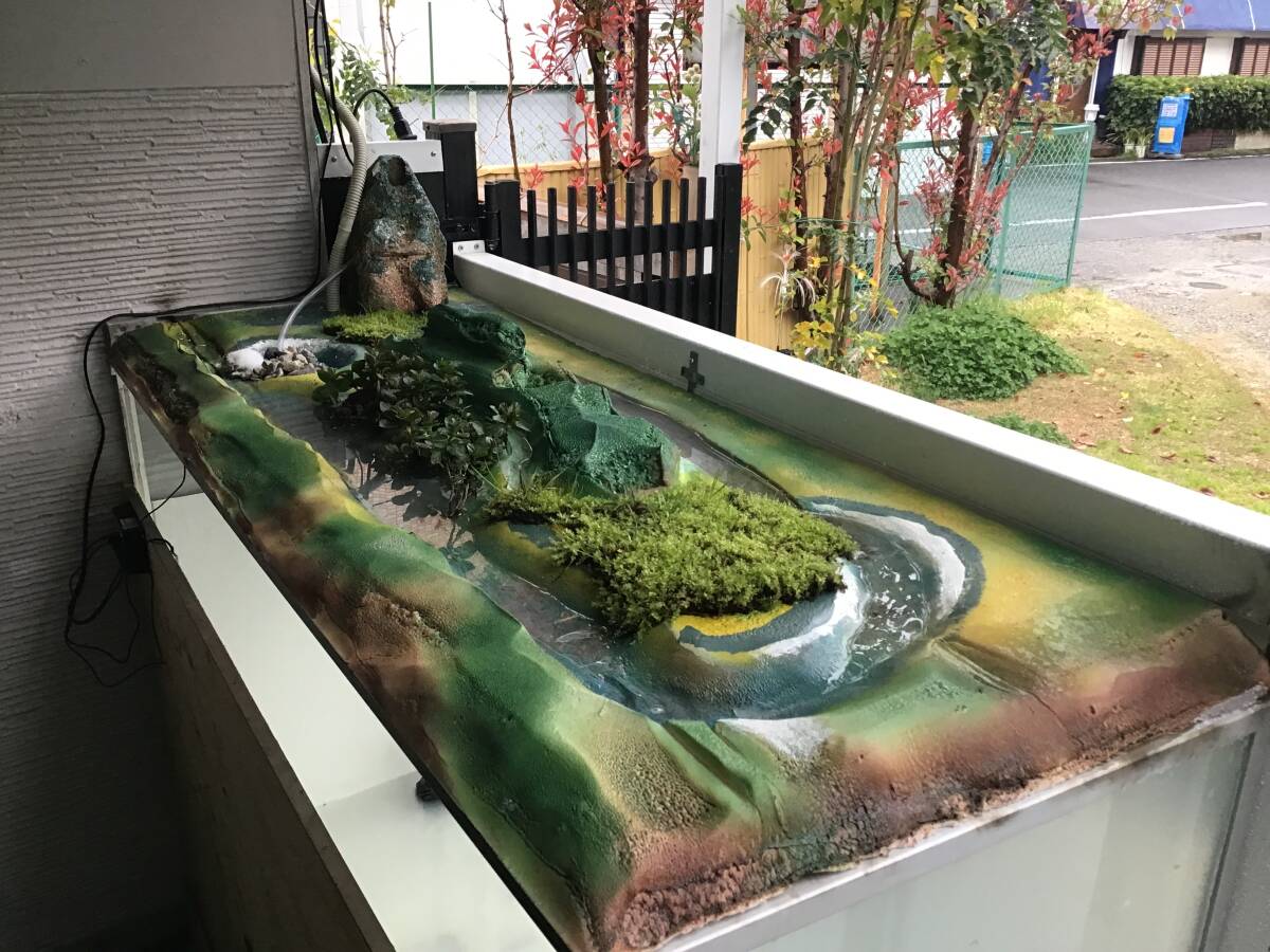 ジオラマ 鉄道風景の水槽の上 メダカ、コケ、栽培 USB循環ポンプ付 自分で飾り、お絵かきする選べるジオラマの画像10
