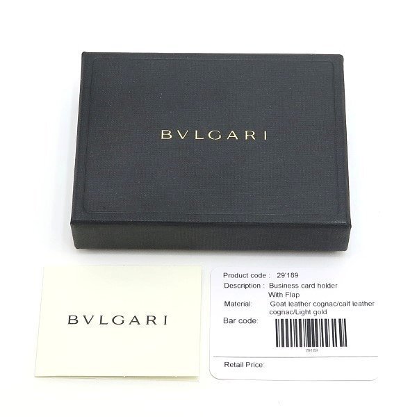 ◆ 本物 美品 ◆ BVLGARI ブルガリ カードケース 名刺入れ ドッピオトンド ダブルリング ゴートレザー ブラウン系 箱 人気 29189_画像10