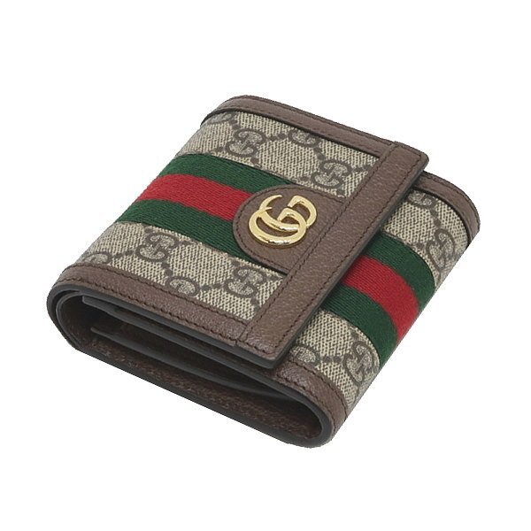 ◆ 本物 美品 ◆ GUCCI グッチ オフィディア ２つ折り 財布 GGウォレット コンパクト GGスプリーム レザー シェリー 保存袋 箱 人気 598662_画像3