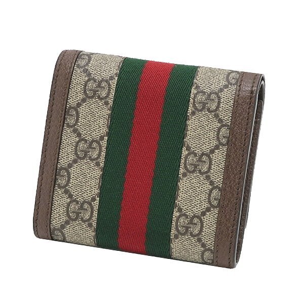 ◆ 本物 美品 ◆ GUCCI グッチ オフィディア ２つ折り 財布 GGウォレット コンパクト GGスプリーム レザー シェリー 保存袋 箱 人気 598662_画像2