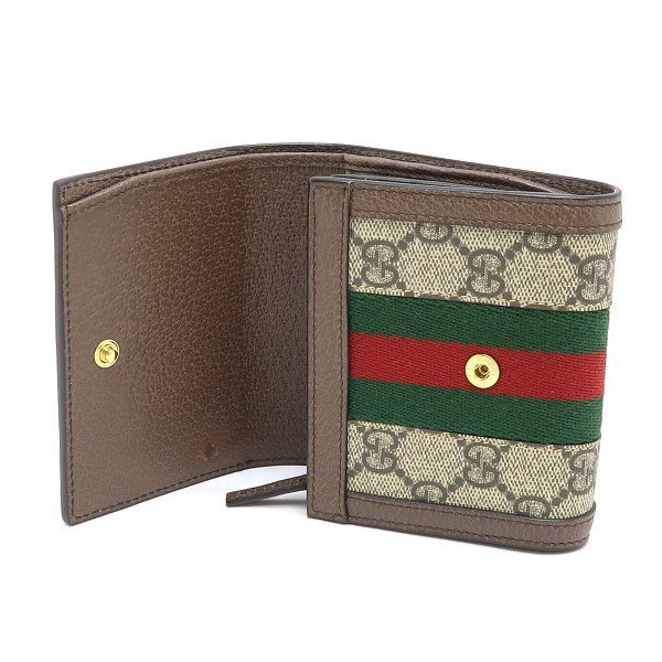 ◆ 本物 美品 ◆ GUCCI グッチ オフィディア ２つ折り 財布 GGウォレット コンパクト GGスプリーム レザー シェリー 保存袋 箱 人気 598662_画像6