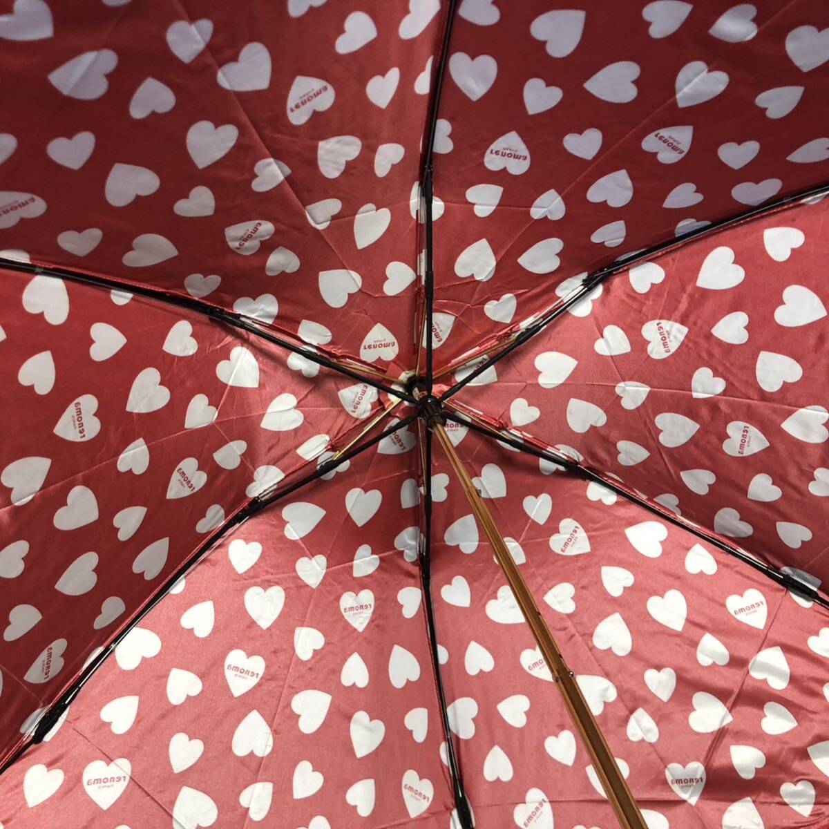 レノマ renoma 晴雨兼用 UVカット 紫外線防止加工 折りたたみ傘 ハートデザイン 赤 新品_画像6