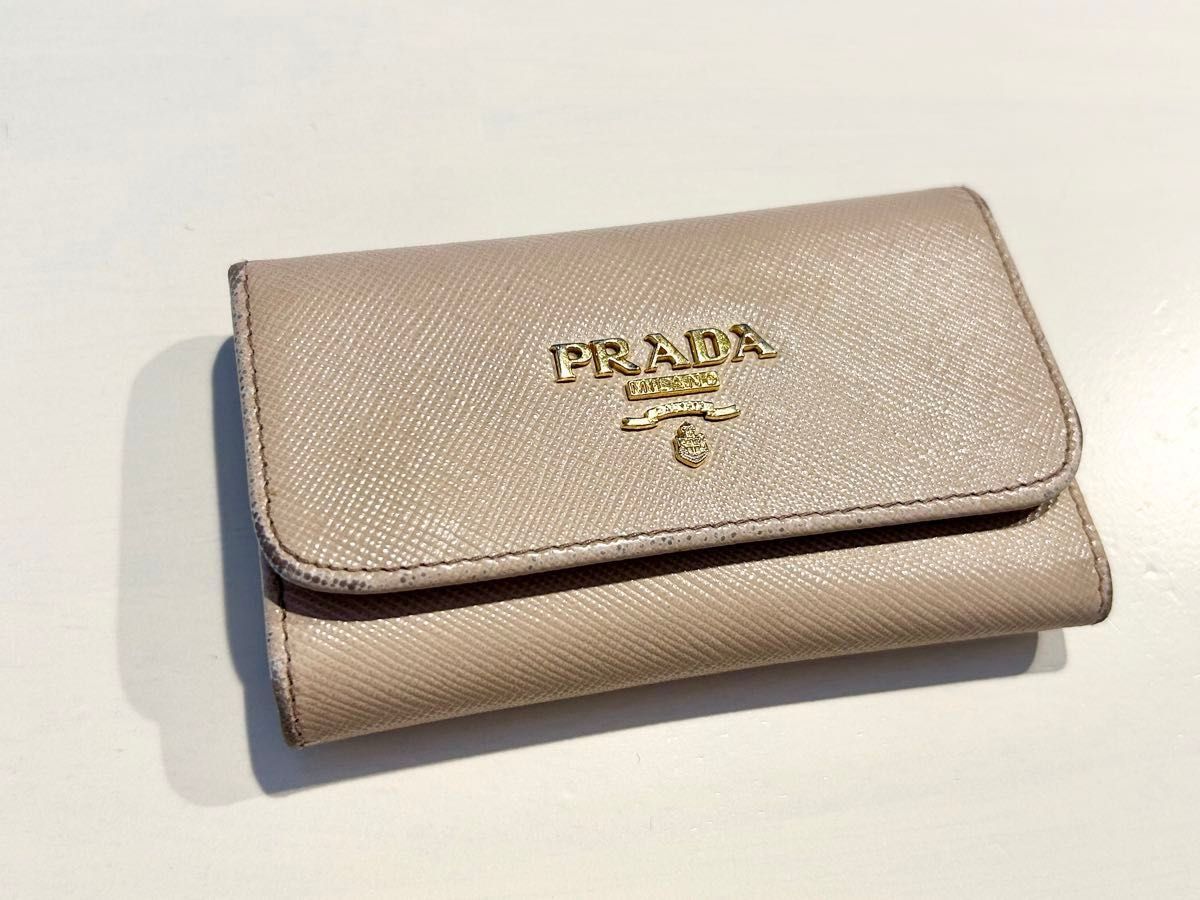 PRADA 財布 キーケース 牛革 ピンク ベージュ プラダ