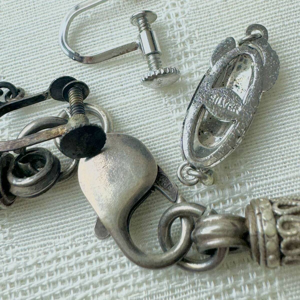 約165g silver 925 SV リング 大量 アクセサリー ブレスレット ネックレス カフス 指輪 ネクタイピン 銀製 まとめセット 処分 ジャンク_画像8