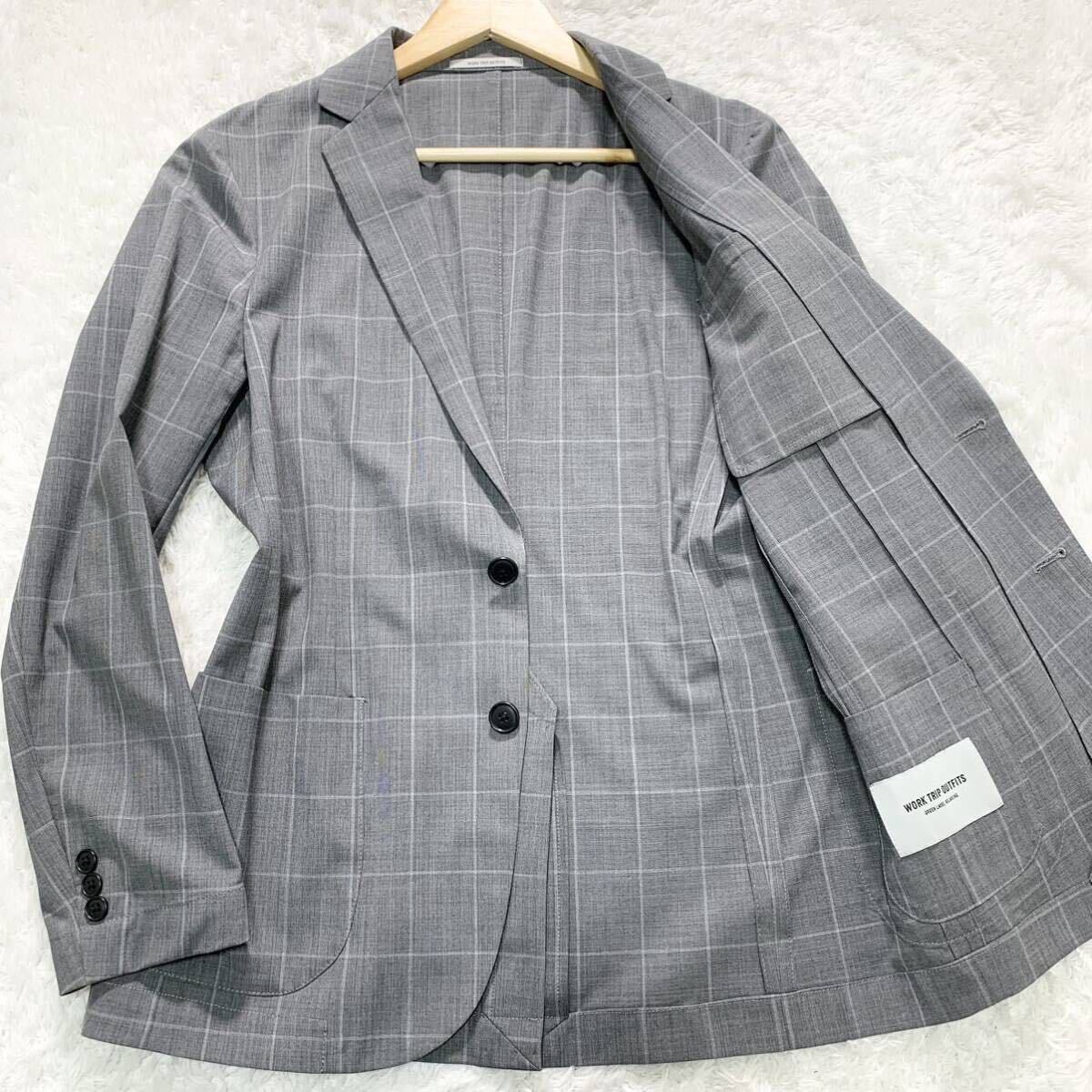 【美品・M】美品 グリーンレーベルリラクシング テーラード ジャケット ストレッチ チェック GREEN LABEL RELAXING メンズ アンコン 