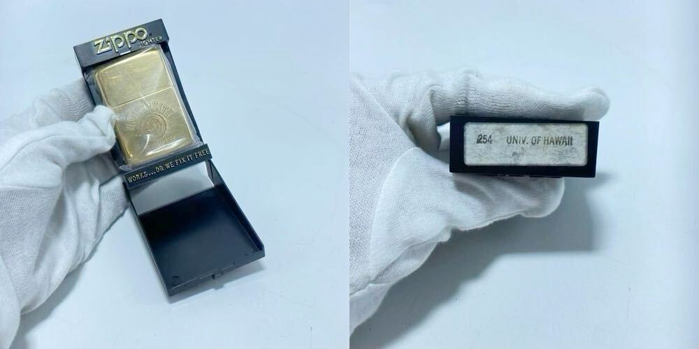 Zippo ジッポー SOLID BRASS UNIVERSITY HAWAII ハワイ 大学 1988年製 ヴィンテージ 希少 未使用 オイルライター 美品_画像10