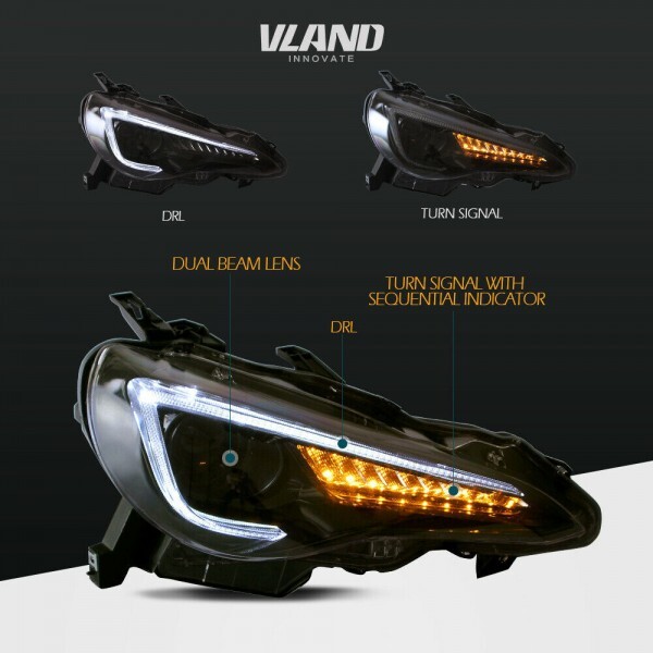 VLAND 86 FT86 ハチロク BRZ ヘッドライト 流れるウィンカー搭載 4800ルーメンLEDバルブ付属 ZN6 ZC6 シーケンシャル RC G GTの画像10