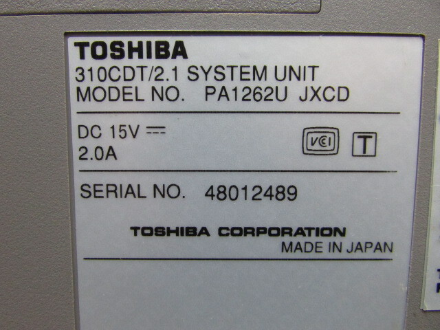 【YNT0442】★TOSHIBA Satellite 310CDT/2.1 PA1262U JXCD MMXPentium 200MHz?/32MB/HD欠品/CD/12.1/800x600/FDD BIOS確認済み★JUNKの画像10