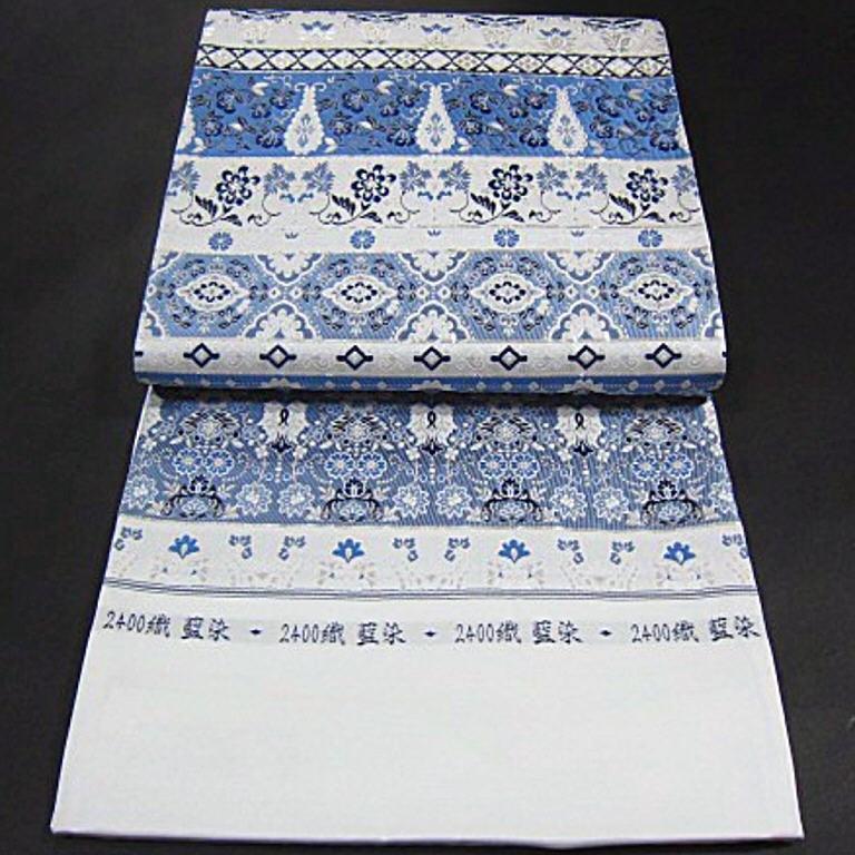 新品未仕立 西陣織高級六通柄袋帯 ２４００織 藍染 小粋な御洒落にの画像3